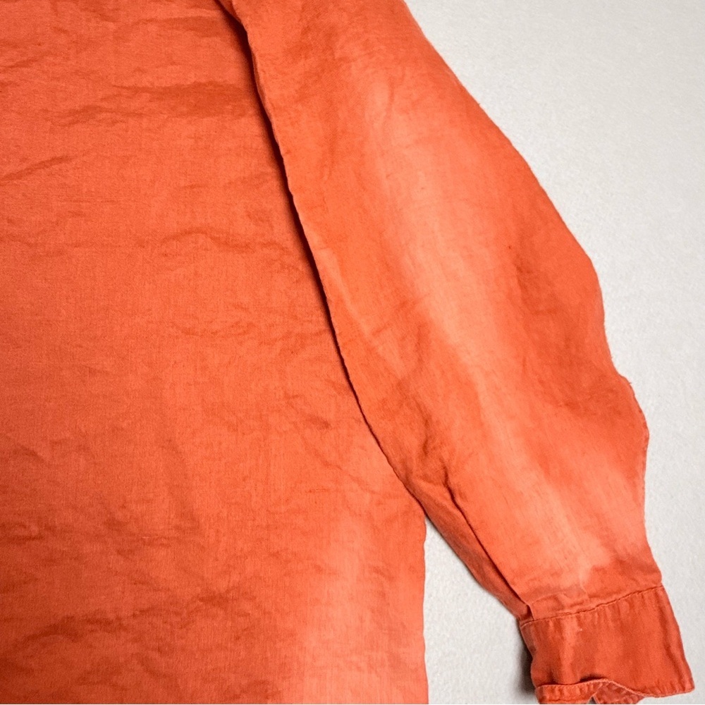 Vintage Christian Dior XL Mens Polo Shirt Cotton Orange Long Sleeve READ - Picture 5 of 10